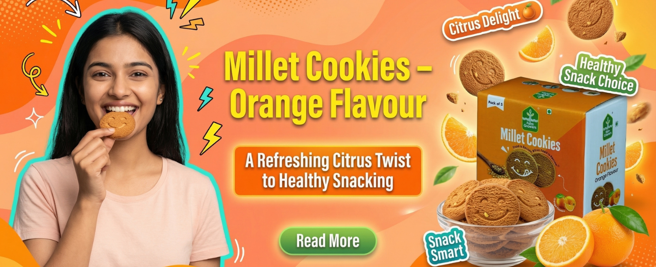 Millet Cookies – Orange Flavour : A Refreshing Citrus Twist to Healthy Snacking