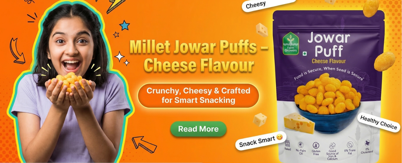 Millet Jowar Puffs – Cheese Flavour: Crunchy, Cheesy & Crafted for Smart Snacking