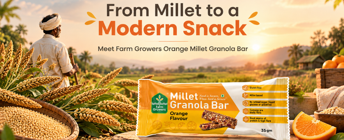 From Millet to a Modern Snack: Meet Farm Growers Orange Millet Granola Bar