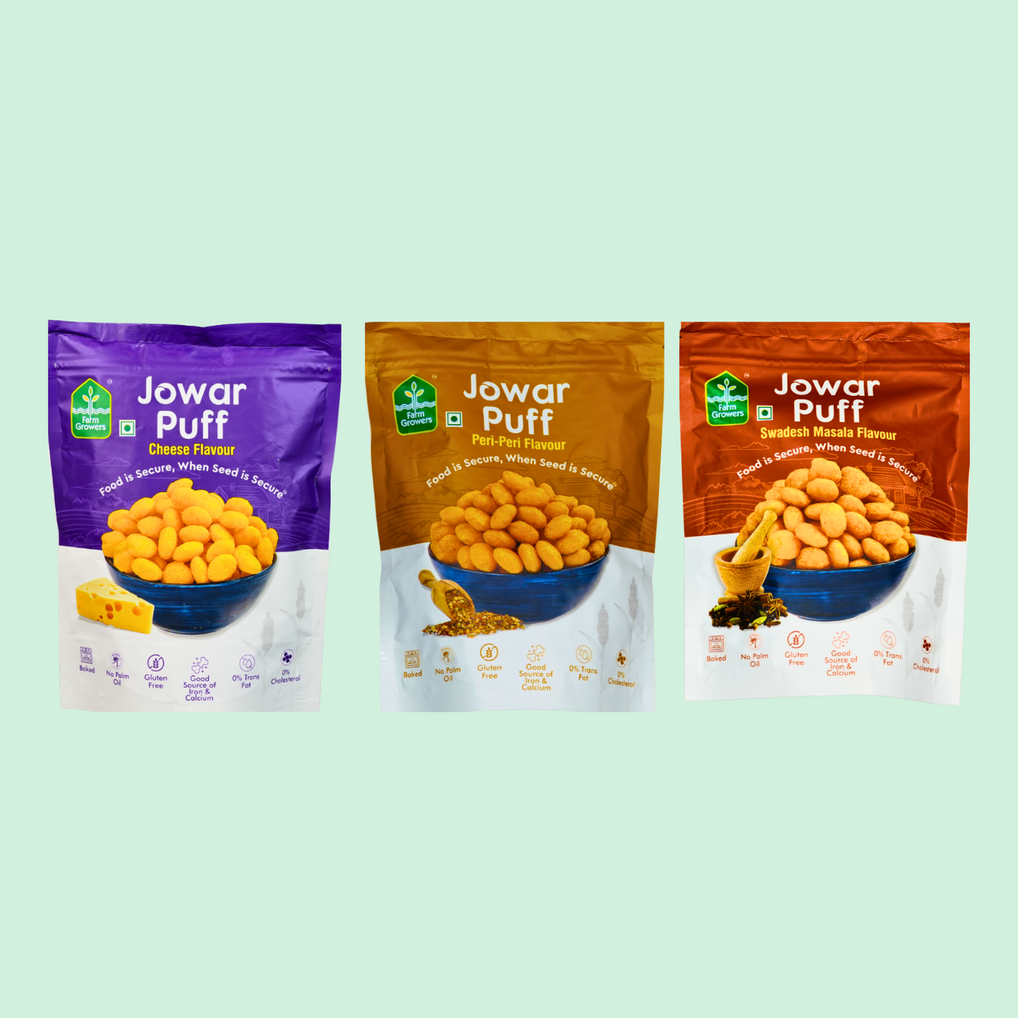 Roasted Jowar Puffs - Pack of 3 Flavours (120 gms)