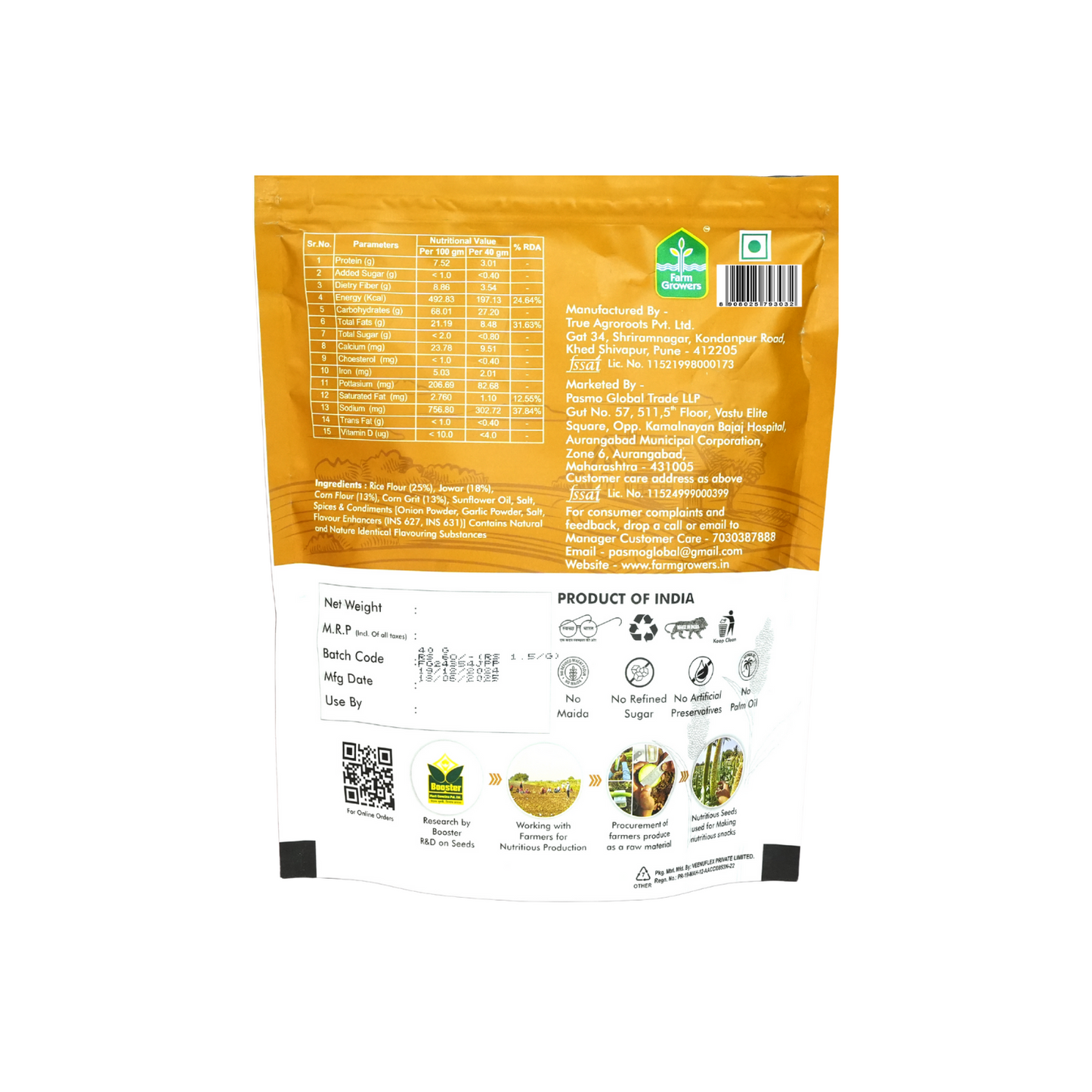 Peri Peri Jowar Puffs | Spicy & Crunchy Snack | Gluten-Free, High-Fiber | 40g