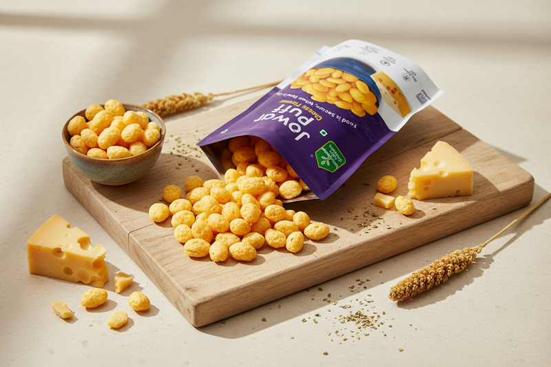 Attractive product display - Cheese Jowar Puffs