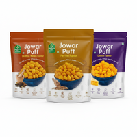 Millet Jowar Puffs -  Cheese, Peri Peri, Swadesh Masala - 40 gm per Pack - Pack of 3